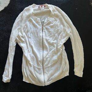 Vivienne Tam 90s Women’s size M Vintage White Mesh Zip Up Sweater street style